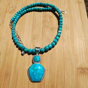 Jay King DTR mine finds Turquoise necklace and pendant set 925 Sterling Silver